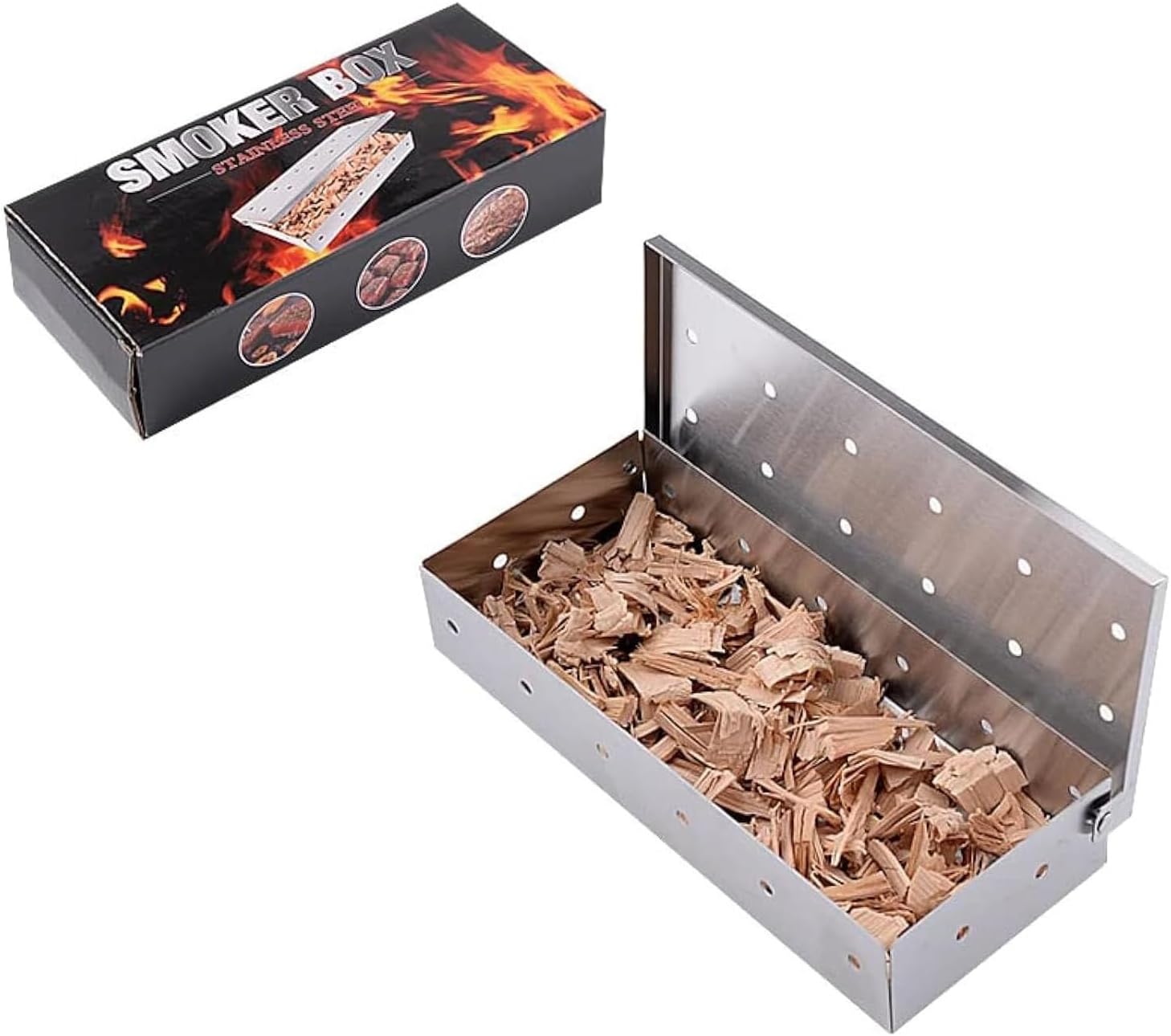 Räucherbox – 1 Stück – Edelstahl – Raucharoma – Für Gas- Und Holzkohlegrills – 22 X 9 X 4 Cm