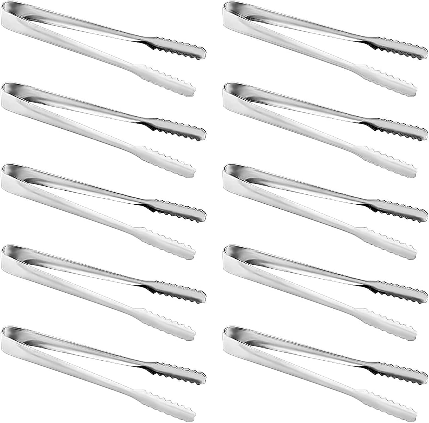 Eiszange – 10-teilig – Edelstahl – Ergonomisches U-förmiges Design – Küchenbuffet/bar – 15 Cm