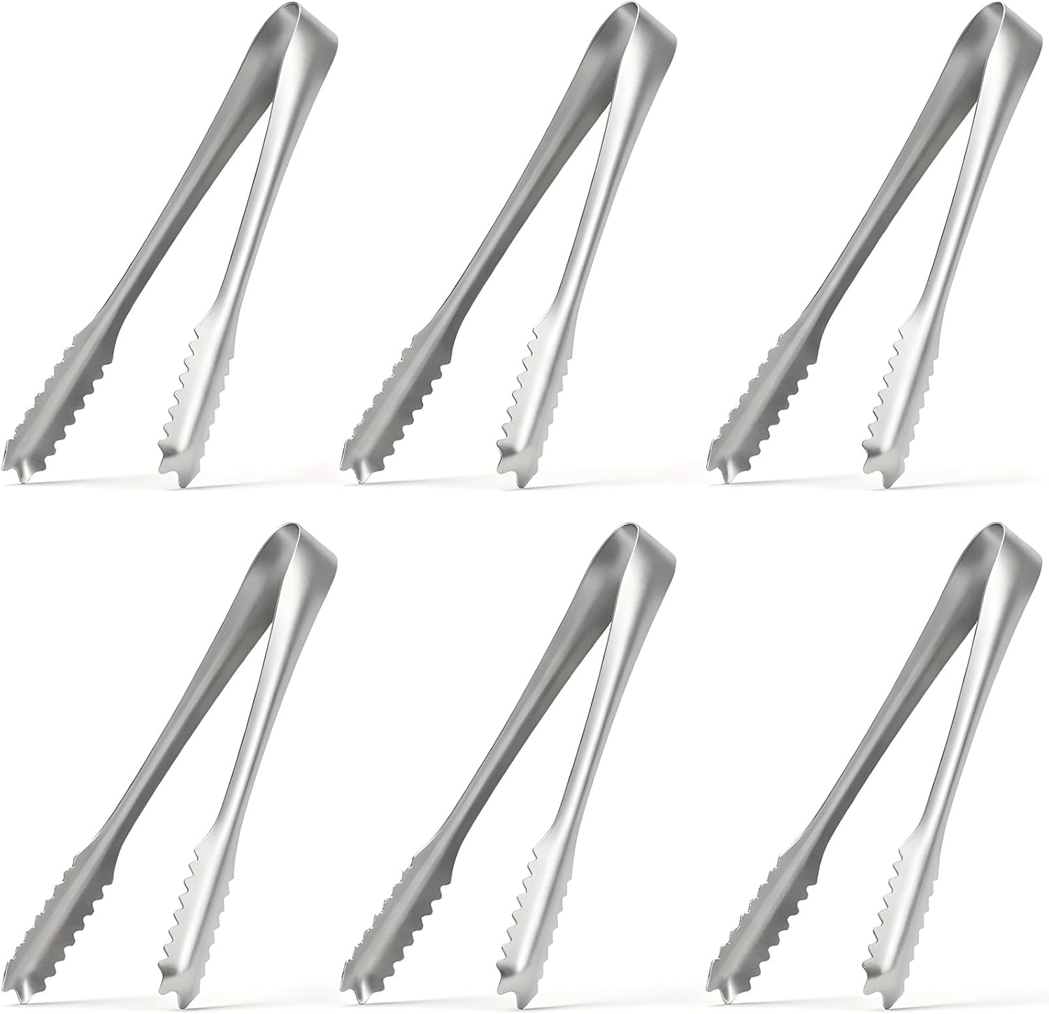 Eiszange – 6er-set – Edelstahl – Rutschfeste Zähne – Für Küche Und Bar – 15,5 Cm