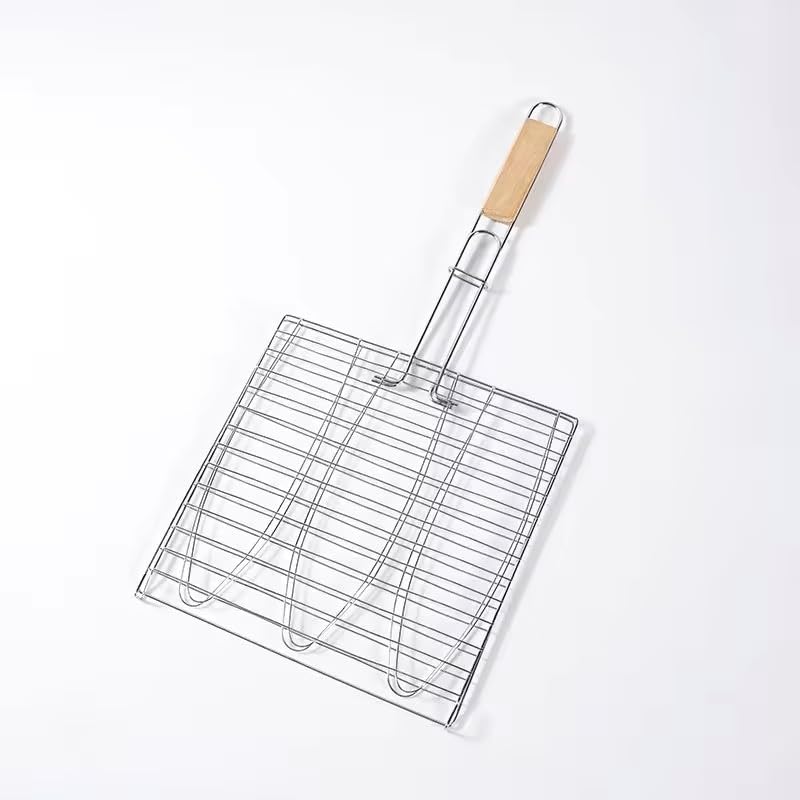 Grillkorb – 2er-set – Edelstahl – Klappbarer Grillrost – Zum Grillen Von Fisch Und Gemüse – Abnehmbarer Griff