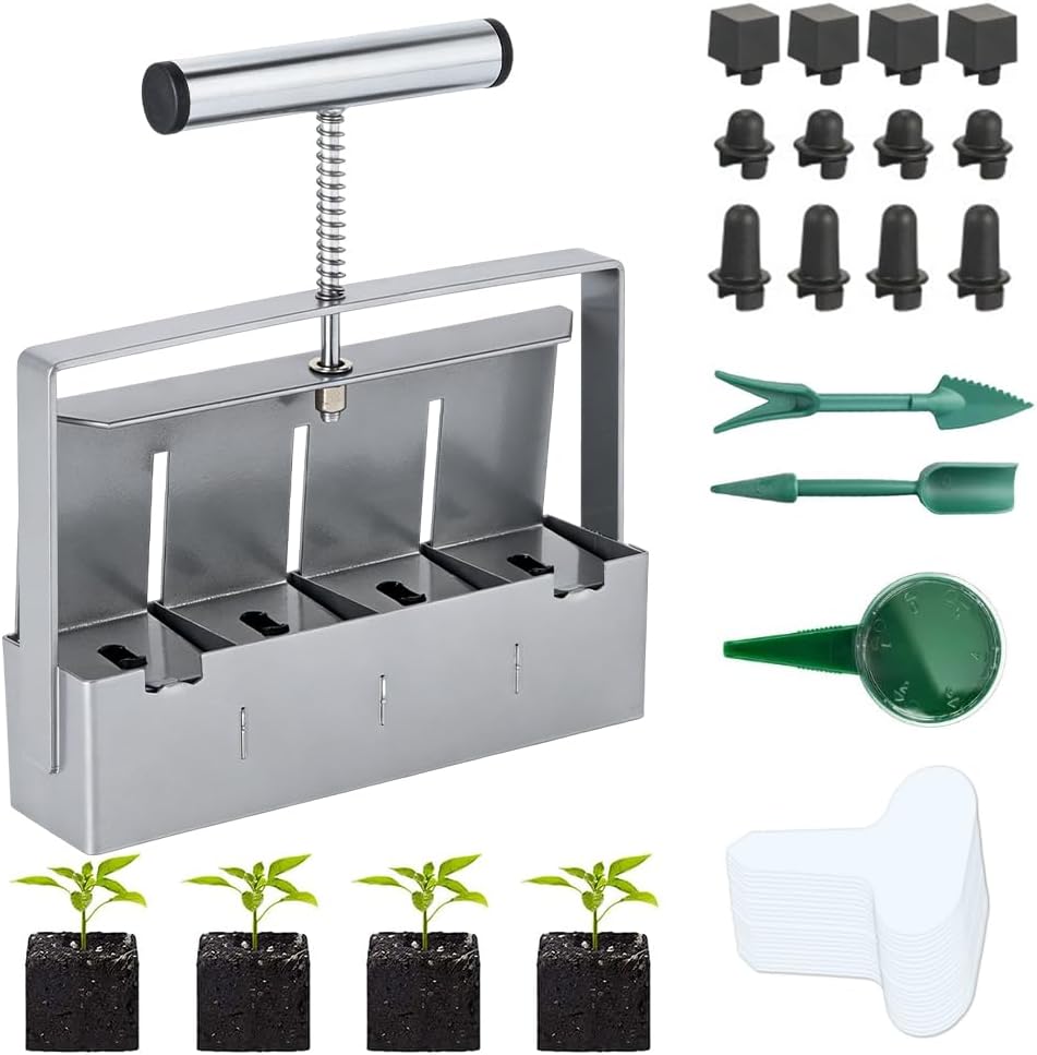 Manuelle 8-zellen-erdpresse – Aluminiumlegierung – 5 Cm Große Blöcke Zum Säen Und Umpflanzen – Für Drinnen Und Draußen – Silberfarben