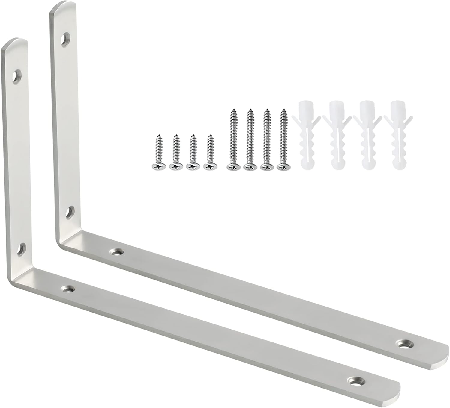 2 Wandregalhalterungen – Gebürsteter Edelstahl – Robuste L-form – Für Küche, Büro, Garage – 300 X 155 X 25 Mm