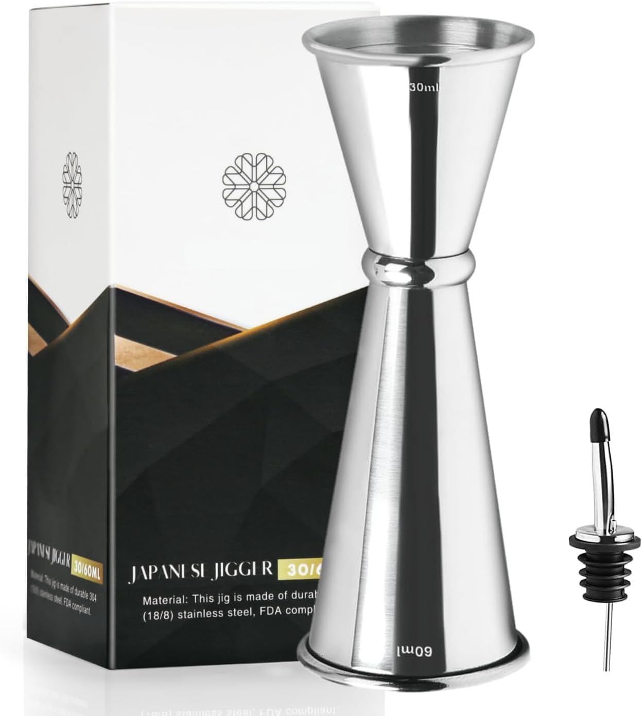 Doppelter Cocktail-jigger – 2-seitig – Edelstahl 304 – Präzise Messung 30/60 Ml – Für Zuhause Und Die Partybar – Silber