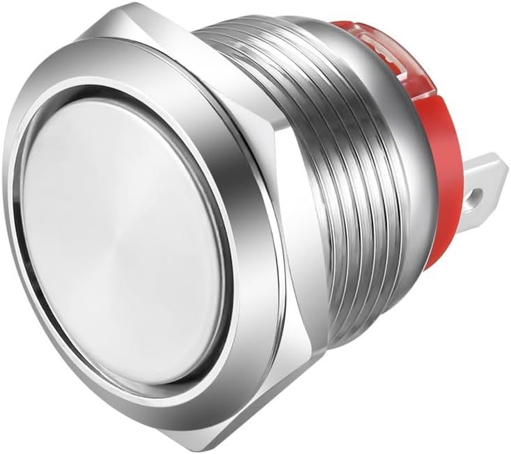 Kurzer Drucktaster – 1 Stück – Edelstahl – Momentan, Ip65 Wasserdicht – Fahrzeuge Und Maschinen – 19 Mm