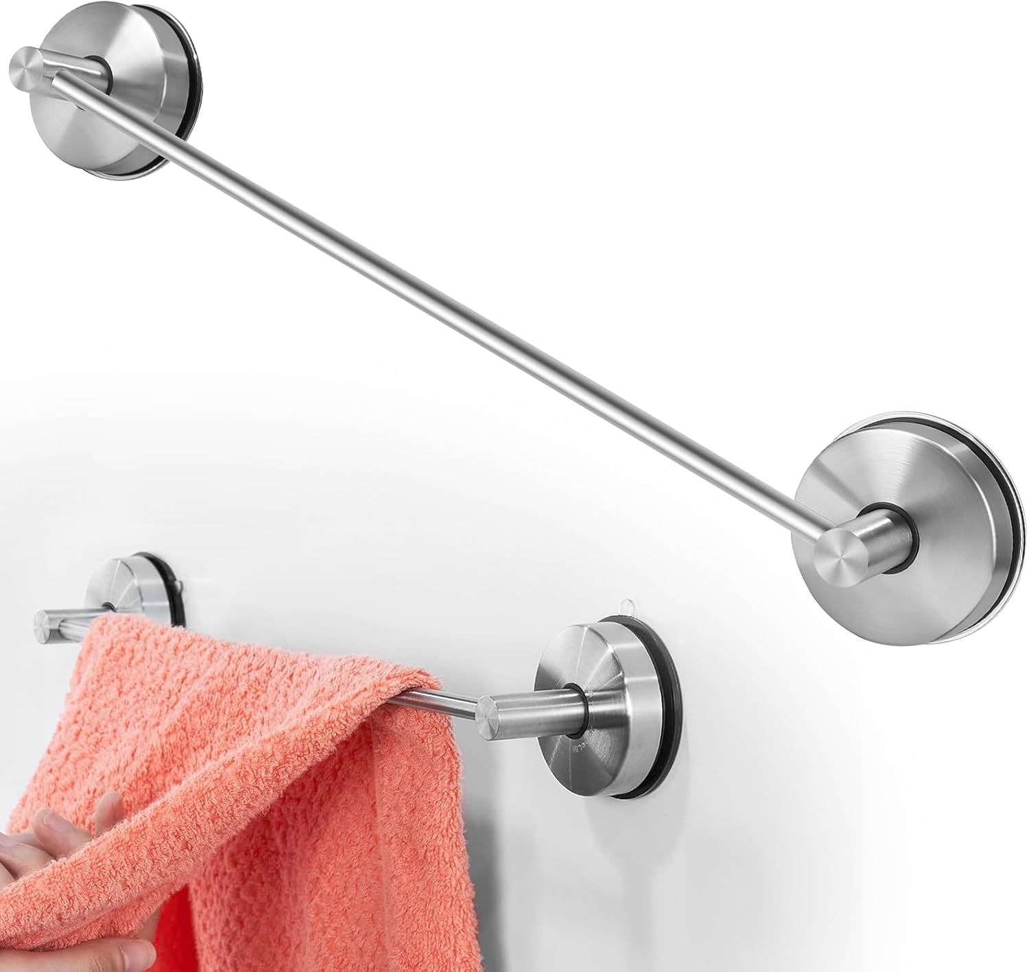 Handtuchhalter – 1 Stück – Edelstahl 304 – Saugnapfmontage Ohne Bohren – 5 Kg – Badezimmer Und Dusche – 55 Cm – Silber