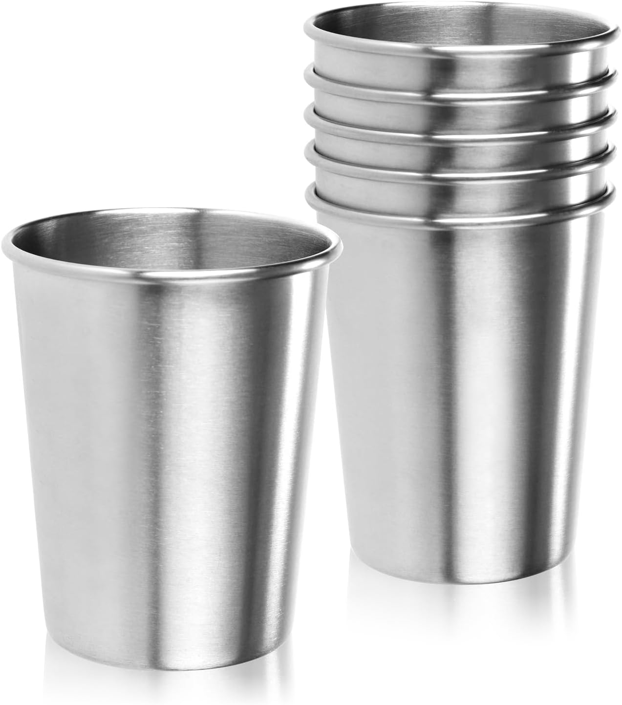 6er-set Edelstahlbecher – 250 Ml – Leicht Und Stapelbar – Unzerbrechlich Und Bpa-frei – Ideal Für Camping, Reisen Und Outdoor-aktivitäten – Silber, 9 X 7,2 Cm