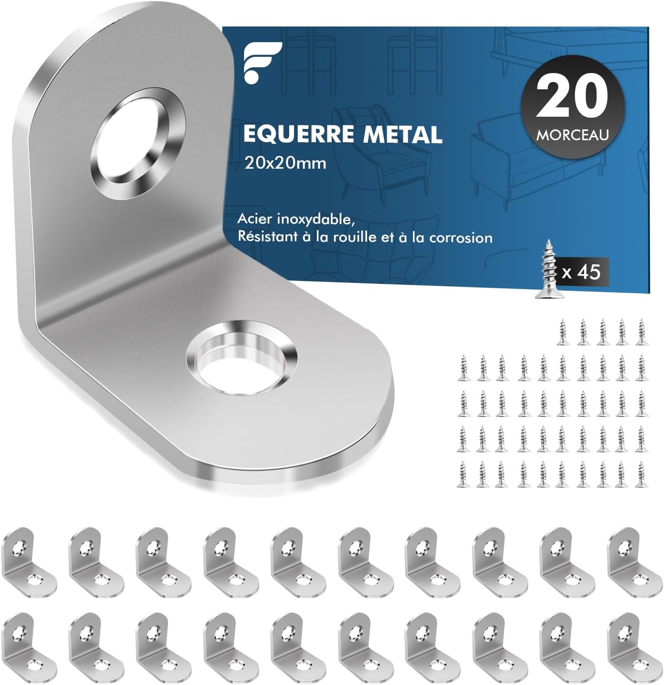 Edelstahl-eckwinkel – 20er-pack – Edelstahl – Robuste Eckverstärkung – Reparatur Von Innen- Und Außenmöbeln – 20 X 20 Mm