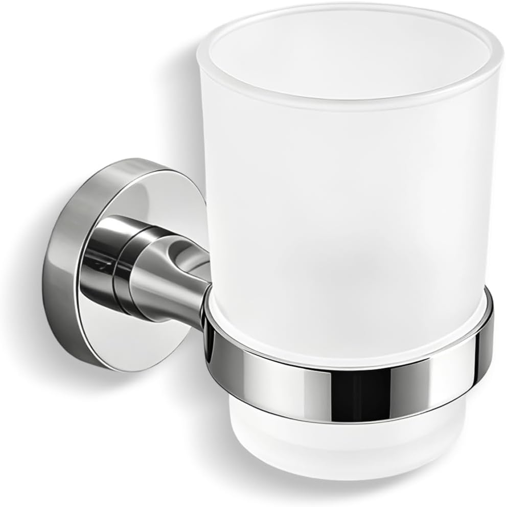 Wandmontierter Zahnbürstenhalter – 1 Stück – Edelstahl Und Milchglas – Hygienischer Halter – Für Moderne Badezimmer – Silber