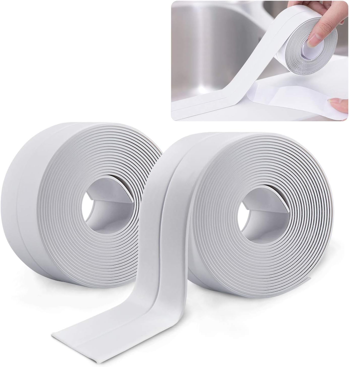 Selbstklebender Dichtungsstreifen – 2 Rollen – Flexibles Pvc – Wasserdichte Und Schimmelresistente Abdichtung – Für Bad Und Küche – Weiß, 3,2 M X 3,8 Cm