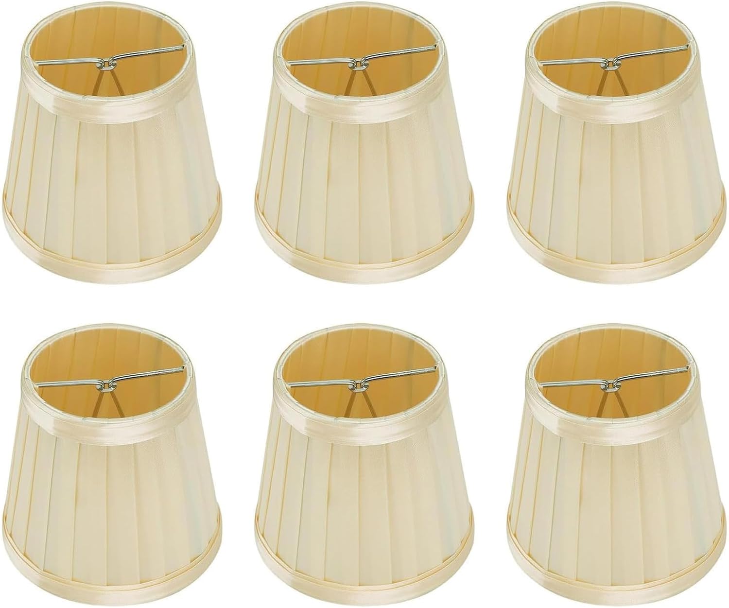 6er-set Klemmlampenschirme – Weißer Stoff – Für E14-glühbirnen – Sanftes Licht – Wohn- Und Schlafzimmer – 8,5 X 12 X 11 Cm