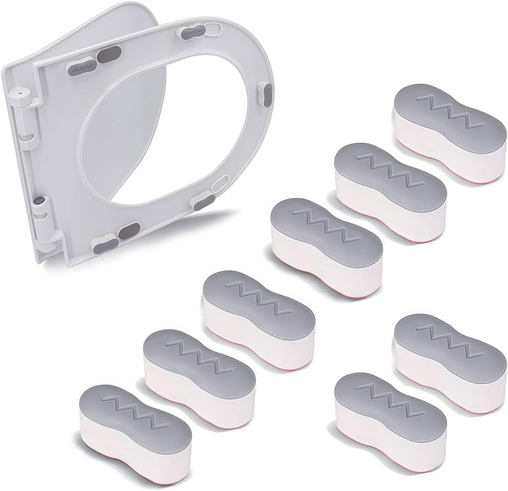 Set Mit 8 Universellen Wc-sitzstoppern – Stark Haftend – Abs Und Tpe – Geräuschdämpfend Und Stabil – Für Den Privaten Und Öffentlichen Bereich – Weiß, 4,5 X 1,7 X 2 Cm