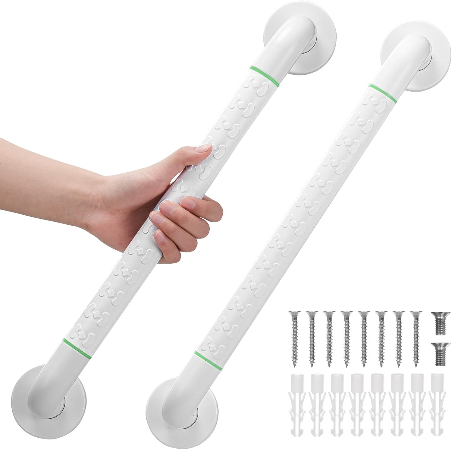 2er-set Haltegriffe – Weißer Edelstahl – Rutschfest – Für Bad Und Treppe – 50,8 Cm