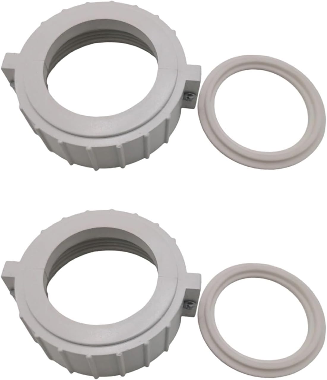 Set Mit 2 Geteilten Überwurfmuttern – Weißes Abs – Anschlüsse Für Whirlpoolheizungen – Optimale Abdichtung – Kompatibel Mit Heizsystemen – Durchmesser 5,8 Cm