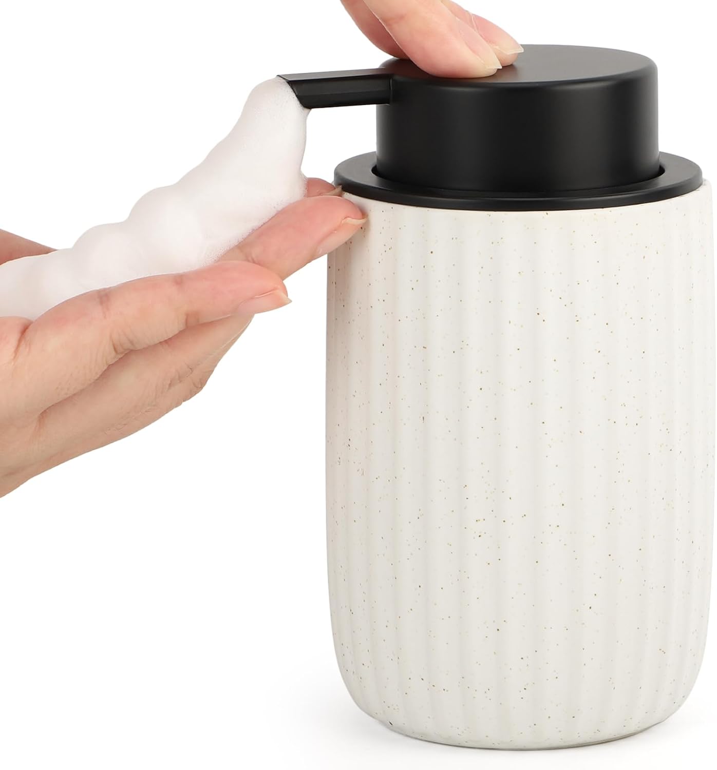 Schaumseifenspender – 1 Stück – Elegante Keramik – Abs-pumpe Für Reichhaltigen Schaum – Bad Und Küche – 320 Ml Weiß