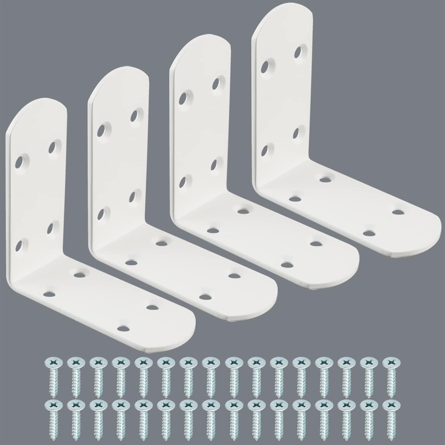 Edelstahl-befestigungswinkel – 4er-set – Verstärkter Edelstahl – Stabile Möbelhalterung – Schlafzimmer Und Badezimmer – 8,5 Cm, Weiß