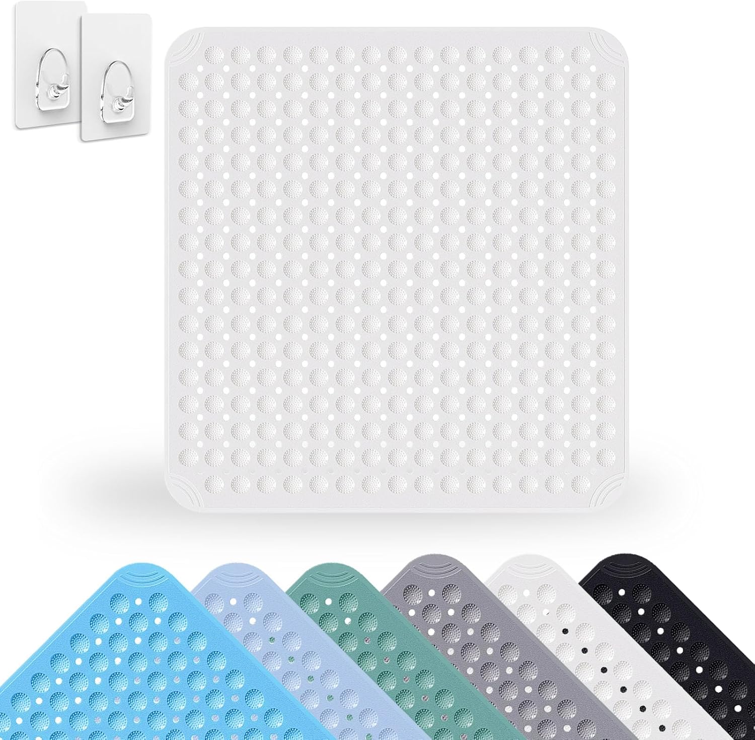 Quadratische Duschmatte – 1 Stück – Weißes Pvc – Rutschfest Mit Saugnäpfen – Für Bad Und Sauna – 80 X 80 Cm