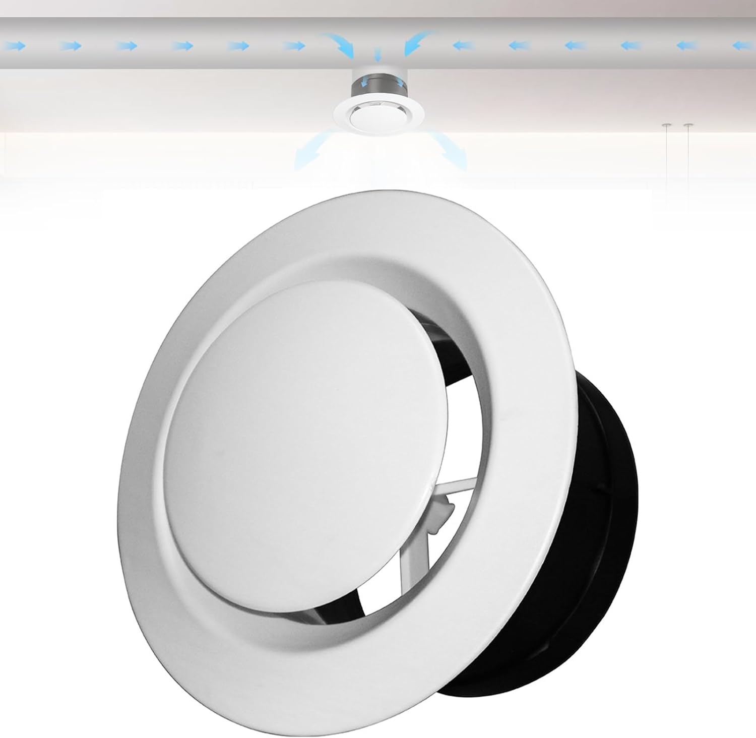 Lüftungsabdeckung – 1 Stück – Weißes Abs – Verstellbarer Luftstrom 75 Mm – Für Bad Und Küche – 115 X 80 X 70 Mm