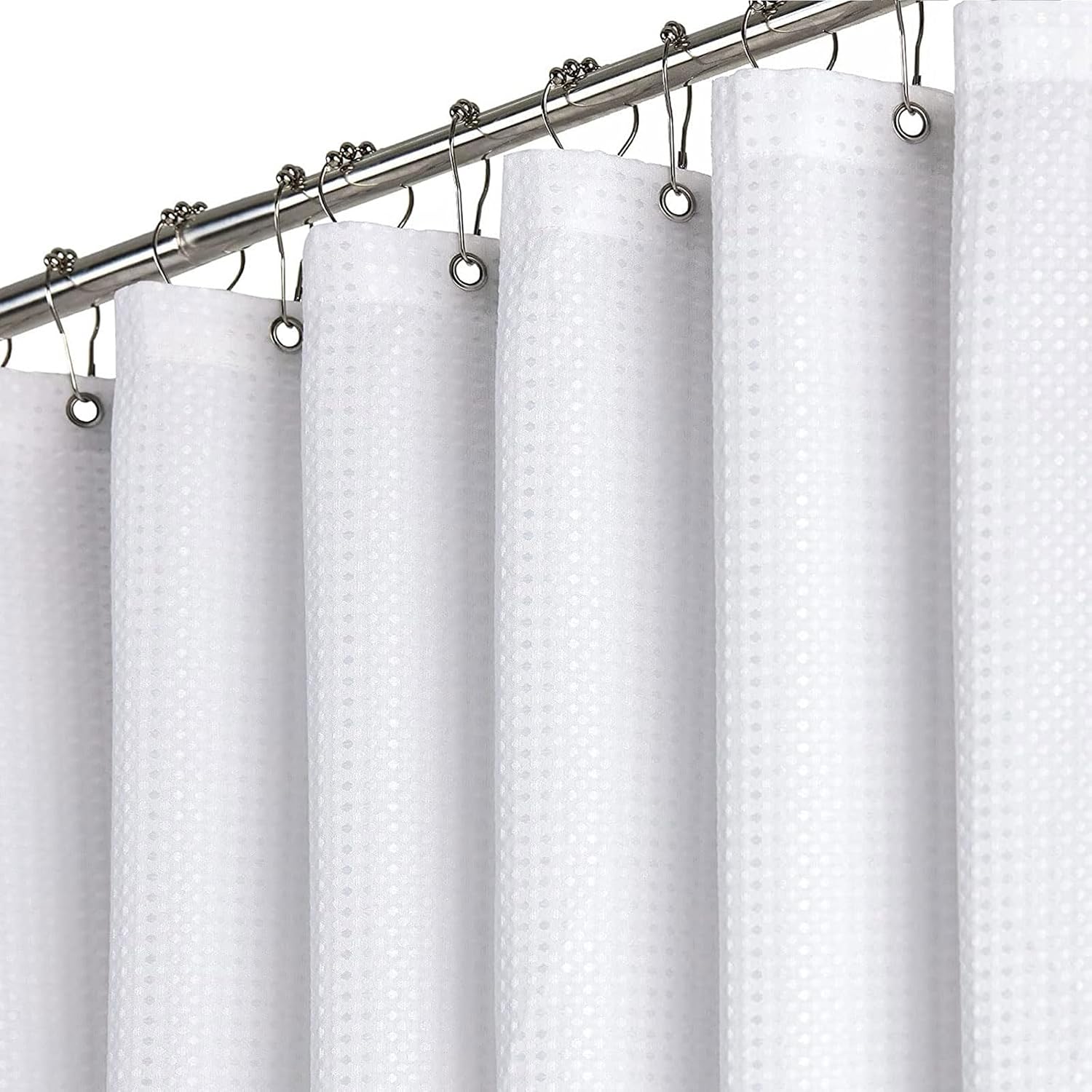 Weißer, Geprägter Duschvorhang – 1-teilig – Wasserdichtes Polyester – Schimmelresistent Mit Beschwertem Saum – Für Moderne Badezimmer – 120 X 180 Cm