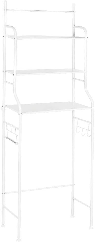 Ablageregal – 1 Stück – Weiß Lackierter Stahl – 3 Stabile Ablagen – Für Bad Und Wc – 165 X 55 X 26 Cm