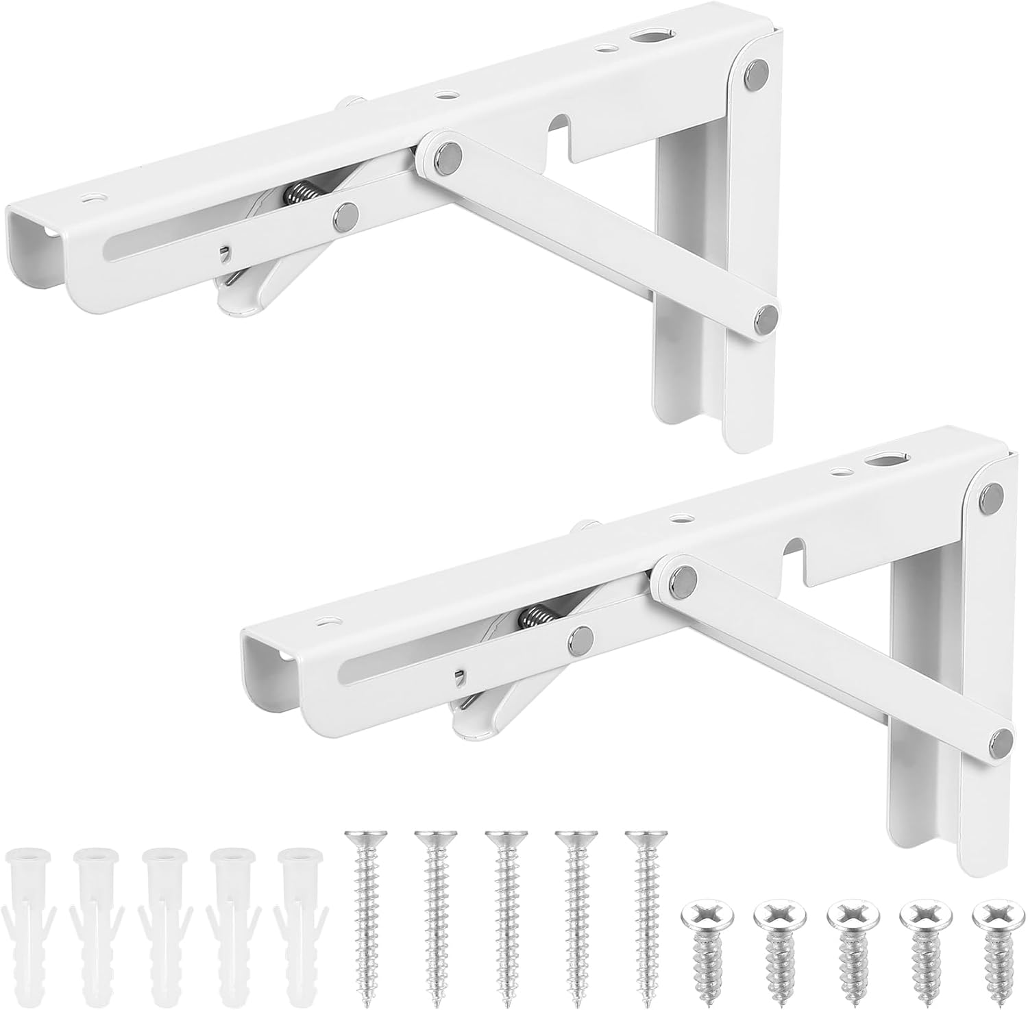 Klappbarer Tischständer – 2er-set – Weißer Stahl – 200 Mm Klapptischstütze – Für Küche, Garage, Büro – Abmessungen: 20 X 10,5 Cm