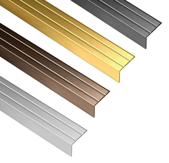 Alfer Treppenkantenprofil aus Aluminium L-Form selbstklebend 25x20 mm, Silber matt - 2000 mm