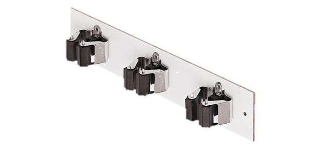 Häfele Stielgerätehalter Besen Wandhalter Klemmen fixiert, 4 fach Haken