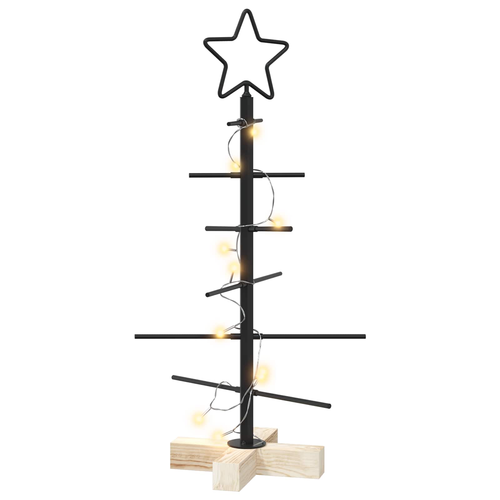 Metall Weihnachtsbaum Kuopio 60 Cm Warmes Weiß Stahl Schwarz Vidaxl