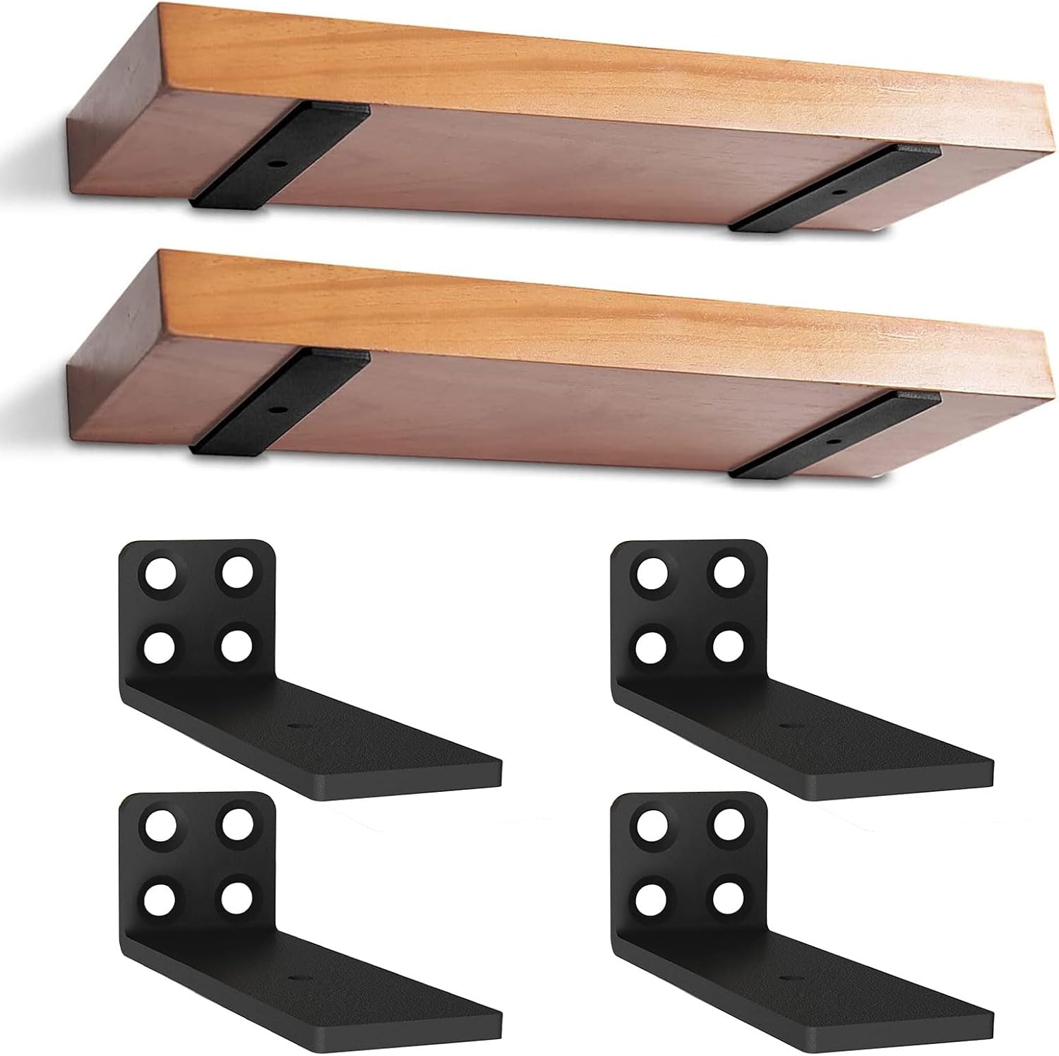 Set Mit 4 Schwebenden Regalträgern, 10 Cm, Stabile Regalstützen, Industrielle Regalträger Mit Schrauben Für Bücherregal, Wohnzimmer, Schlafzimmer (schwarz)