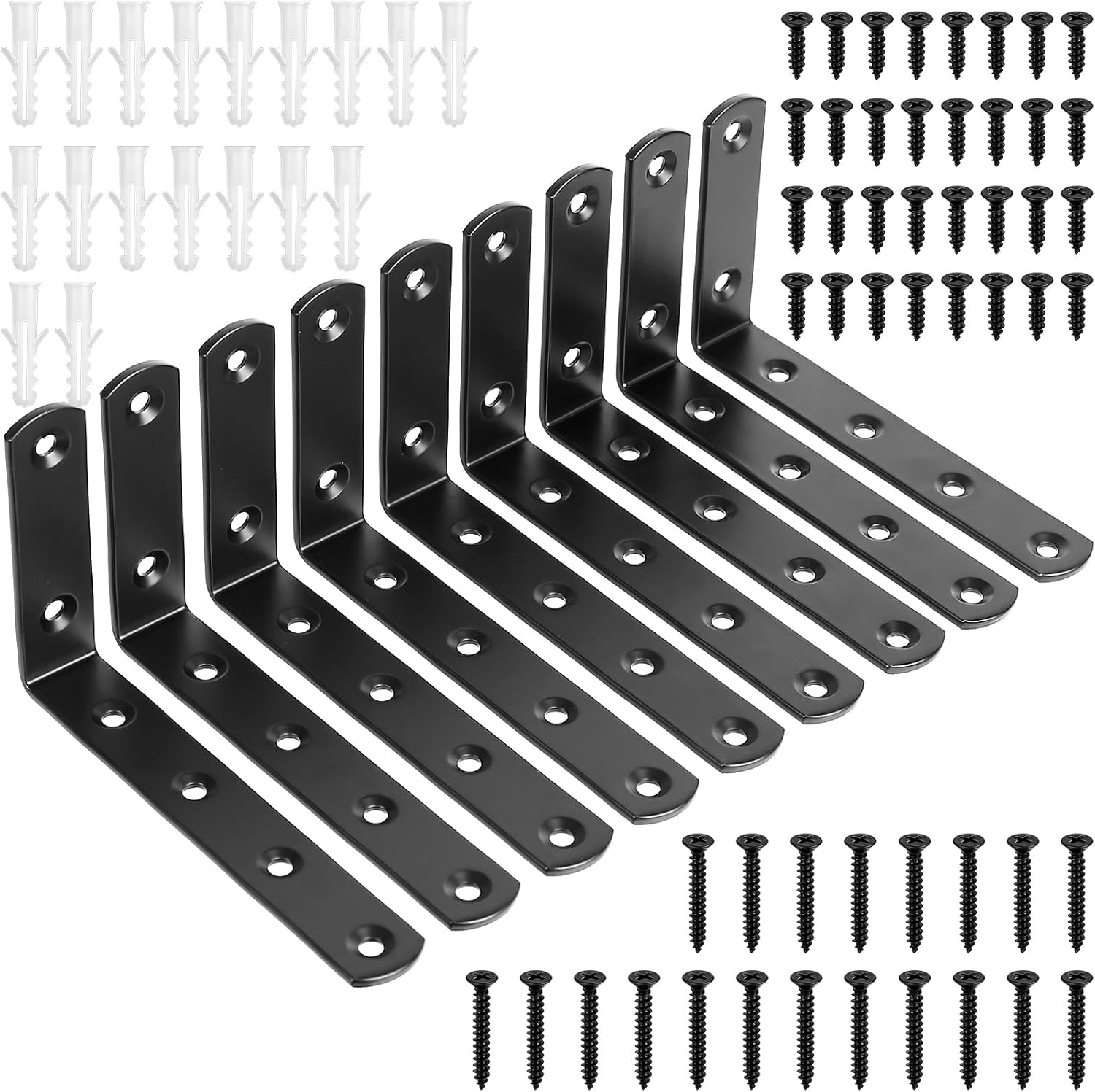 Schwarze Wandregalhalterungen, Robuste Halterungen, L-förmige Halterungen, Unsichtbare Befestigungshalterungen, Industrielle Metall-wandregalhalterungen Für Holzregale, 125 X 75 X 20 Mm
