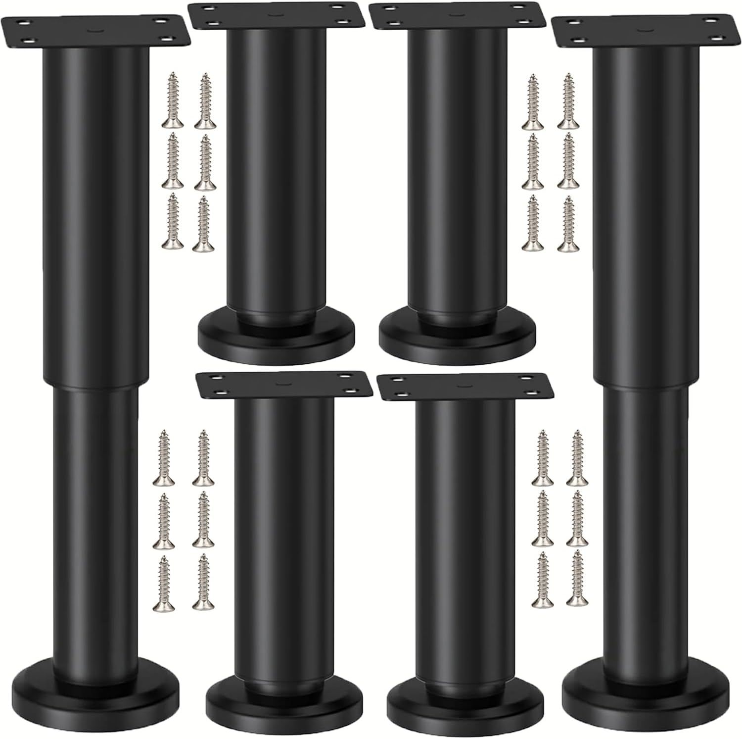 Stück Verstellbare Metallmöbelfüße In Schwarz, 18-30 Cm
