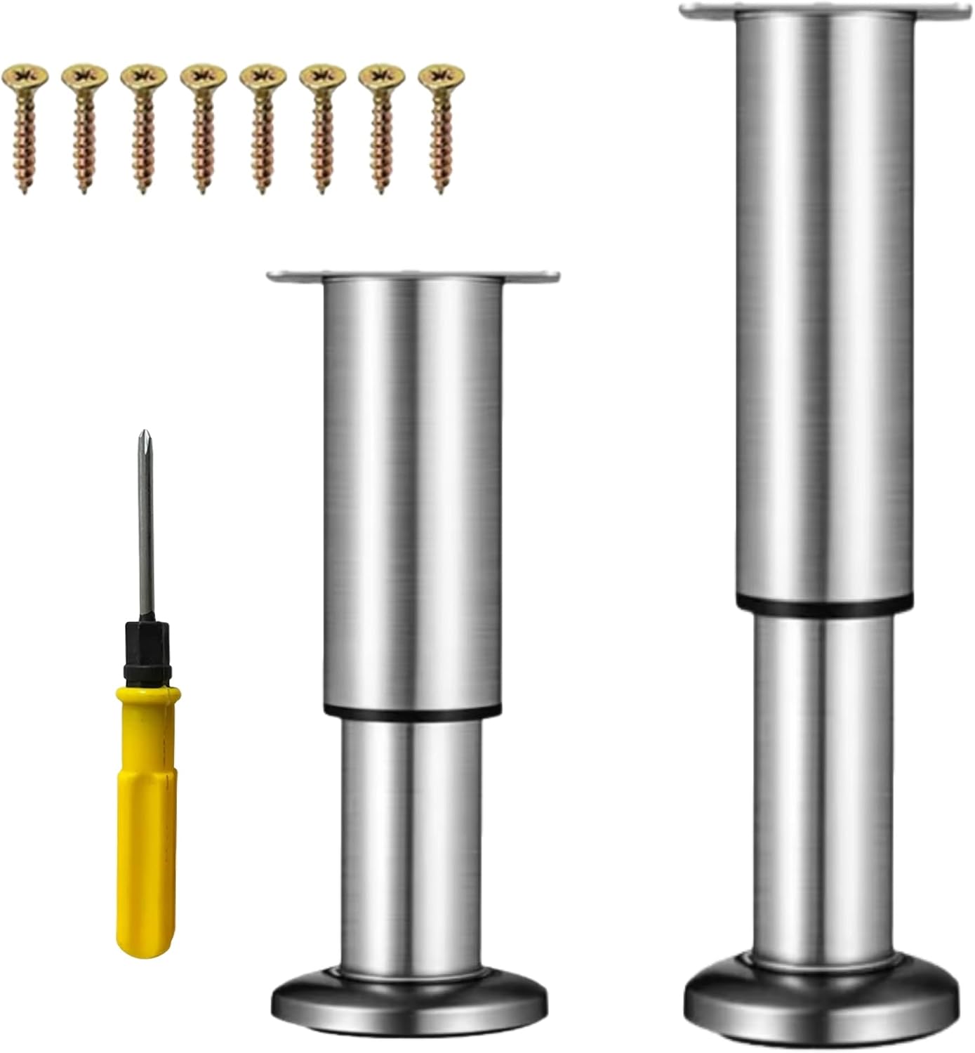 Set Mit 2 Verstellbaren Möbelfüßen Aus Edelstahl – 25 Bis 43 Cm – Höhenverstellbar – Maximale Belastung: 400 Kg – Möbelfüße Für Tv-ständer, Sofas, Schreibtischstühle, Schränke