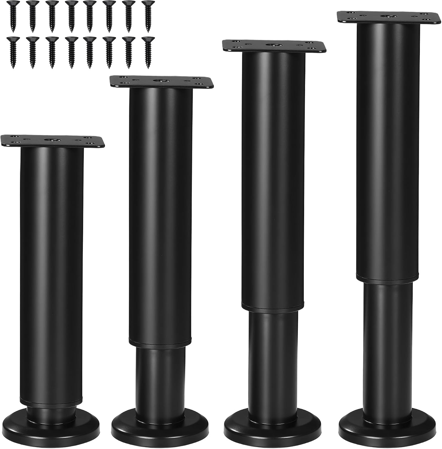 Stück Möbelfüße, 18-30 Cm Verstellbare Möbelfüße, Schwarze Metallmöbelfüße, Geeignet Für Diy-möbelfüße Für Schränke, Sofas, Tische, Stühle, Tv-ständer Und Nachttische