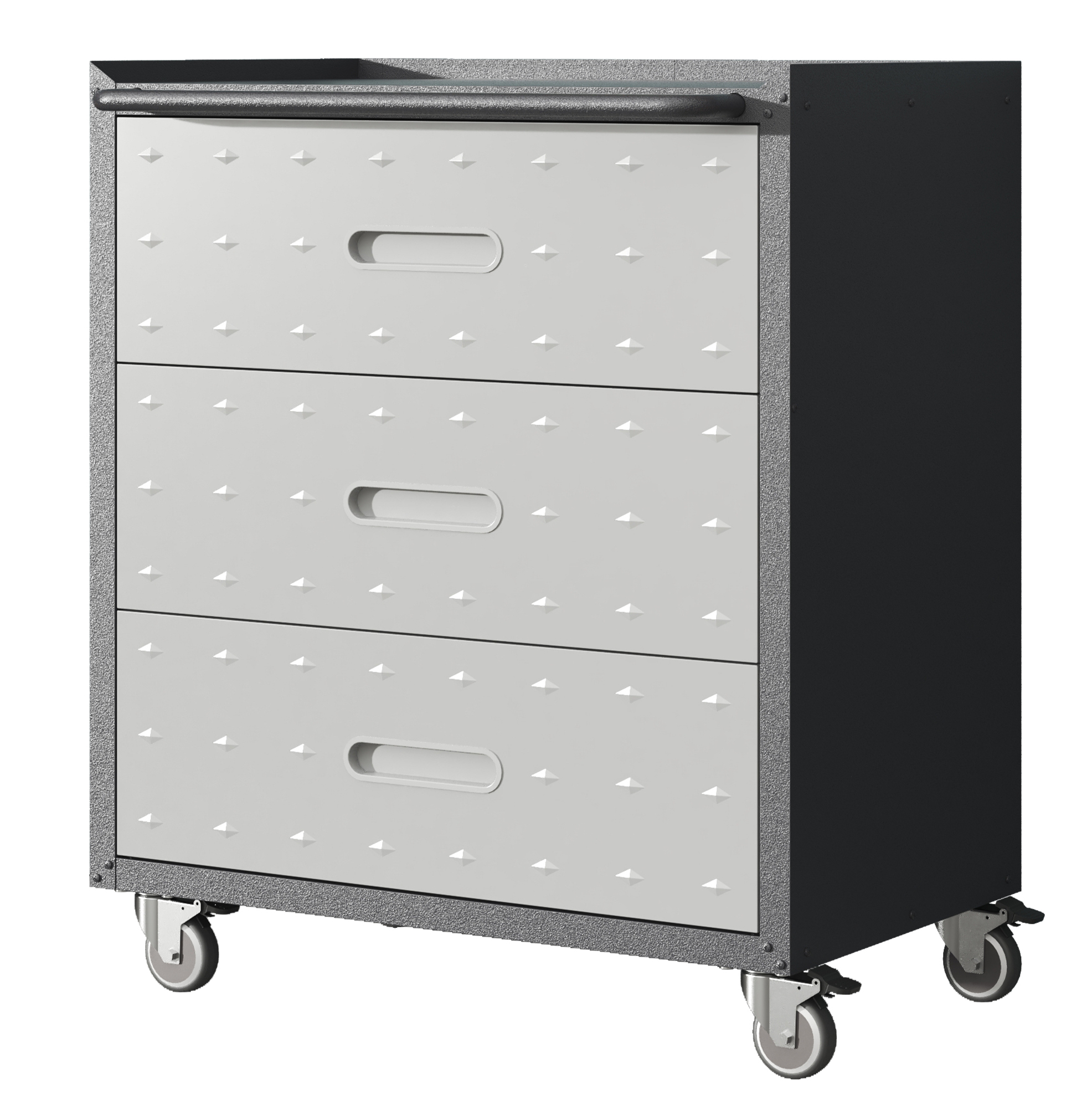 Metall-werkzeugwagen Mit Rollen Und 3 Schubladen, 75 X 42 X 88 Cm, Grau