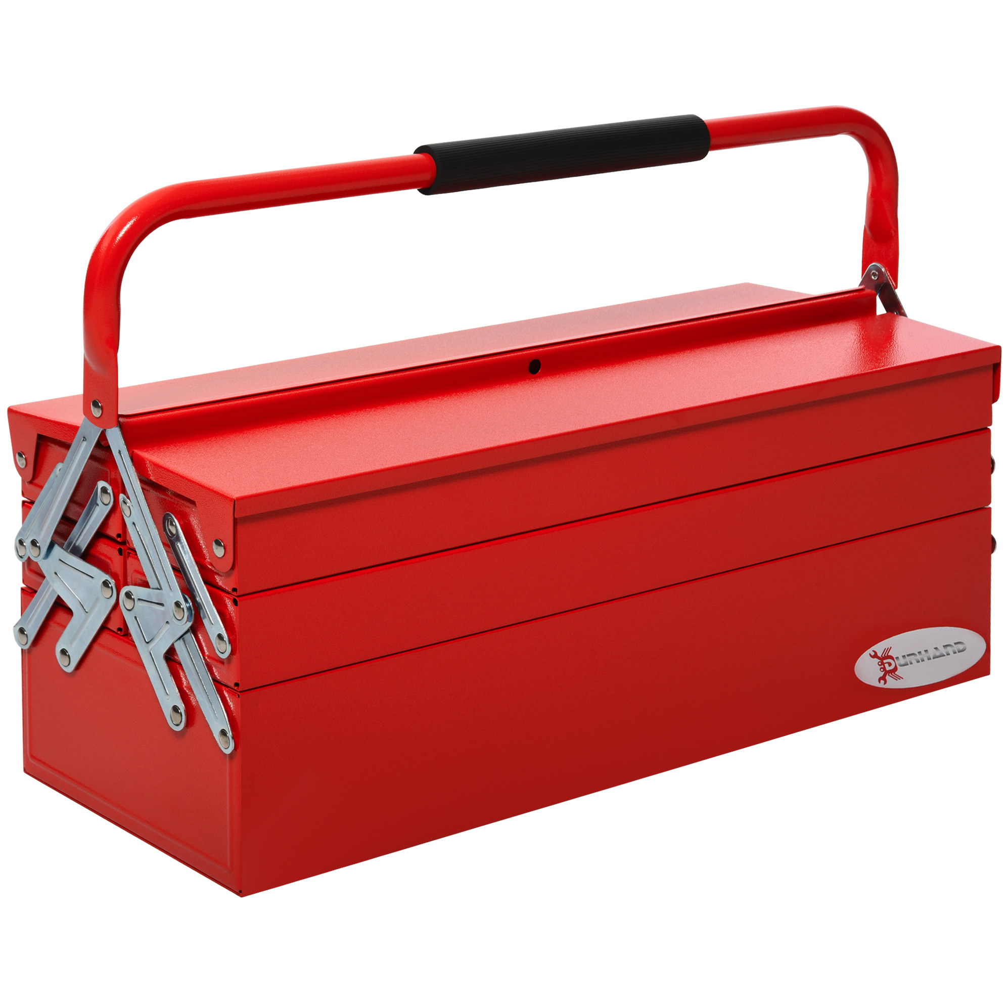 Roter Werkzeugkasten Aus Metall Mit 5 Fächern, 56 X 20 X 41 Cm