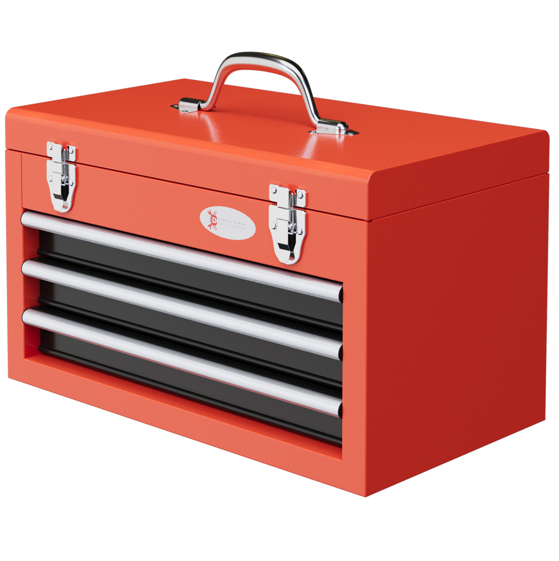 Leerer Werkzeugkasten Aus Rotem Stahl 45 X 24 X 27 Cm Mit 3 Schubladen Und Oberfach