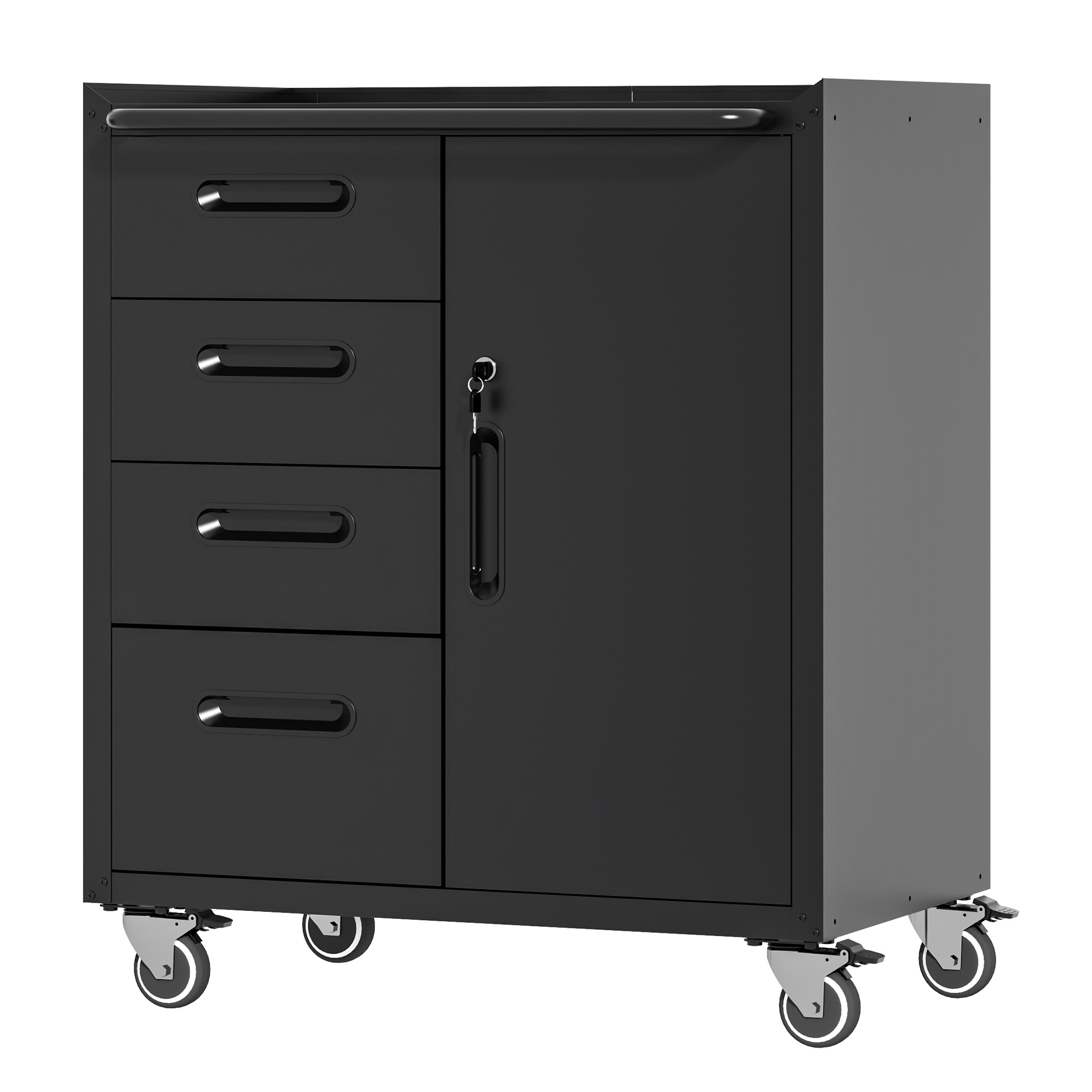 Metall-werkzeugschrank Mit Rollen 75 X 42 X 88 Cm Schwarz/grau Homvra