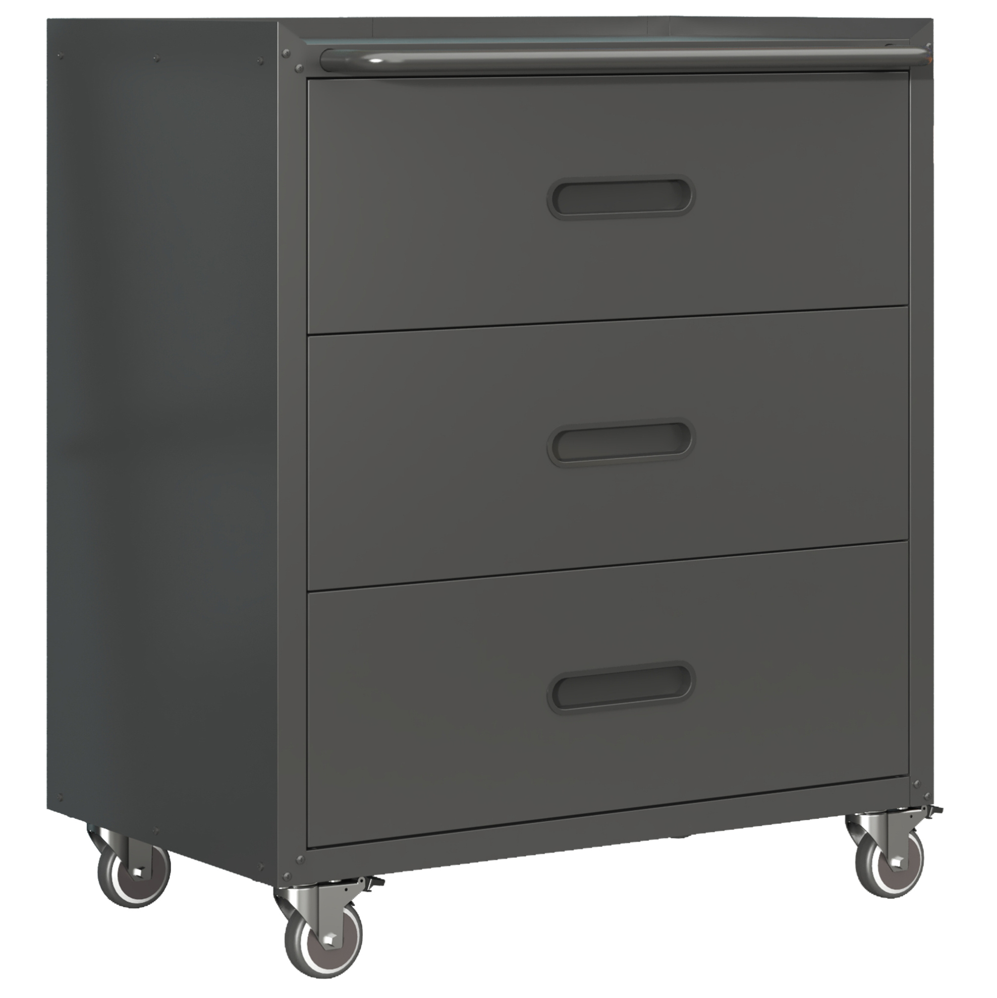 Metall-werkzeugwagen Mit 3 Schubladen Und Rollen, 75 X 42 X 88 Cm, Schwarz/grau