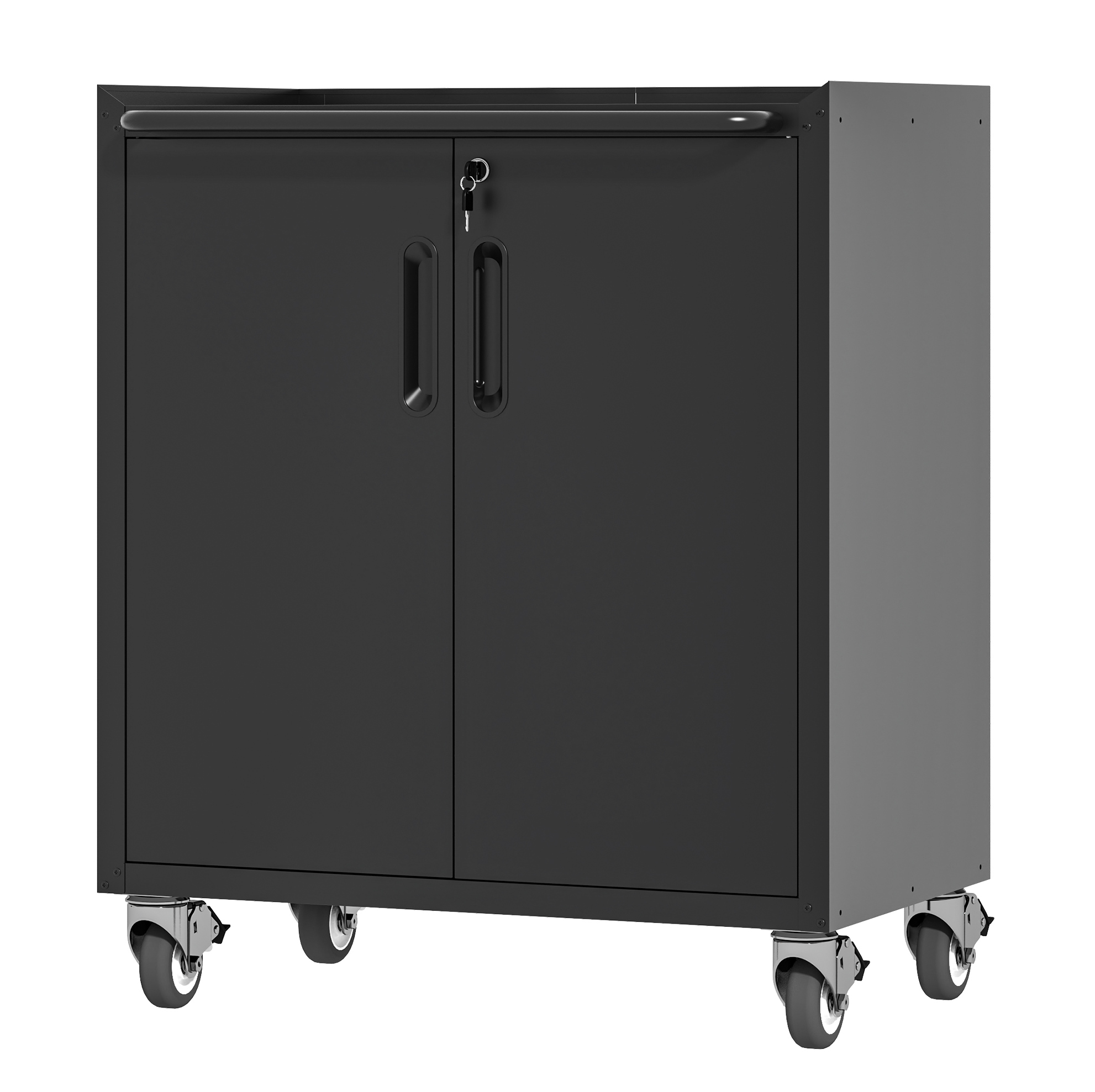 Metall-aufbewahrungsschrank Mit Rollen 75 X 42 X 88 Cm, Abschließbar, Schwarz