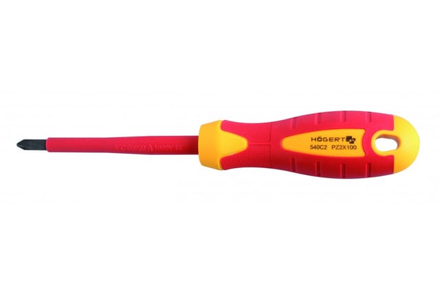Högert Pozidriv-Schraubendreher zum Arbeiten unter Spannung bis 1000V, PZ1 - 80 mm