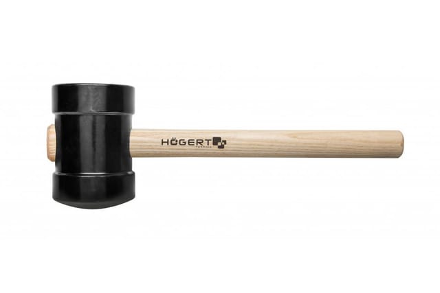 Högert Gummihammer schwarz mit Holzgriff, 800 g