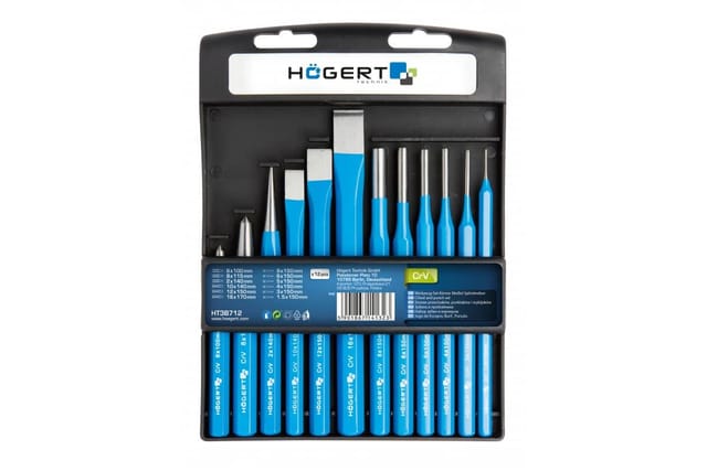 Högert Werkzeugset - Körner, Meißel &amp; Splinttreiber, 12-tlg