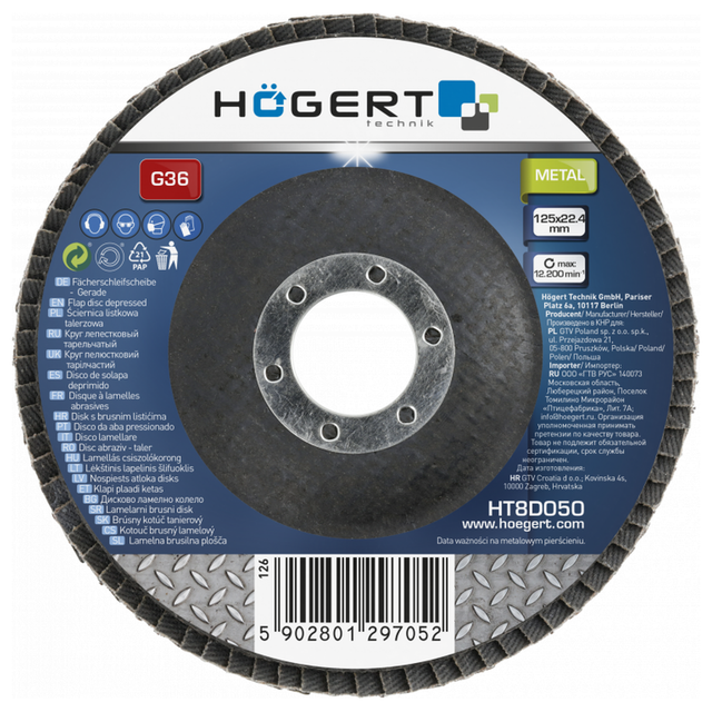 Högert Lamellenscheibe für Winkelschleifer, D 125 mm, Körnung G100