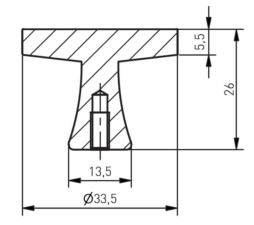 Gedotec Möbelknopf ELLIE aus Metall, Ø 33,5 mm, Schwarz matt