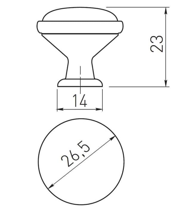 Gedotec Möbelknopf OLGA aus Porzellan &amp; Metall, Ø 26,5 mm, Messing antik / Herbstrose