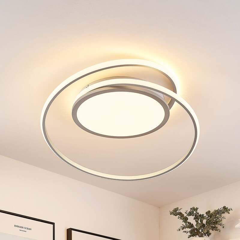 [gebraucht] B-ware Lucande Deckenlampe Deckenleuchte Noud Led Lampe Dimmbar Silber Ø40cm