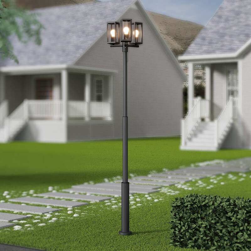[neuwertig] B-ware Lucande Außenlampe Wegeleuchte Siveta Led Gartenlampe Dimmbar Schwarz 240cm Ip65