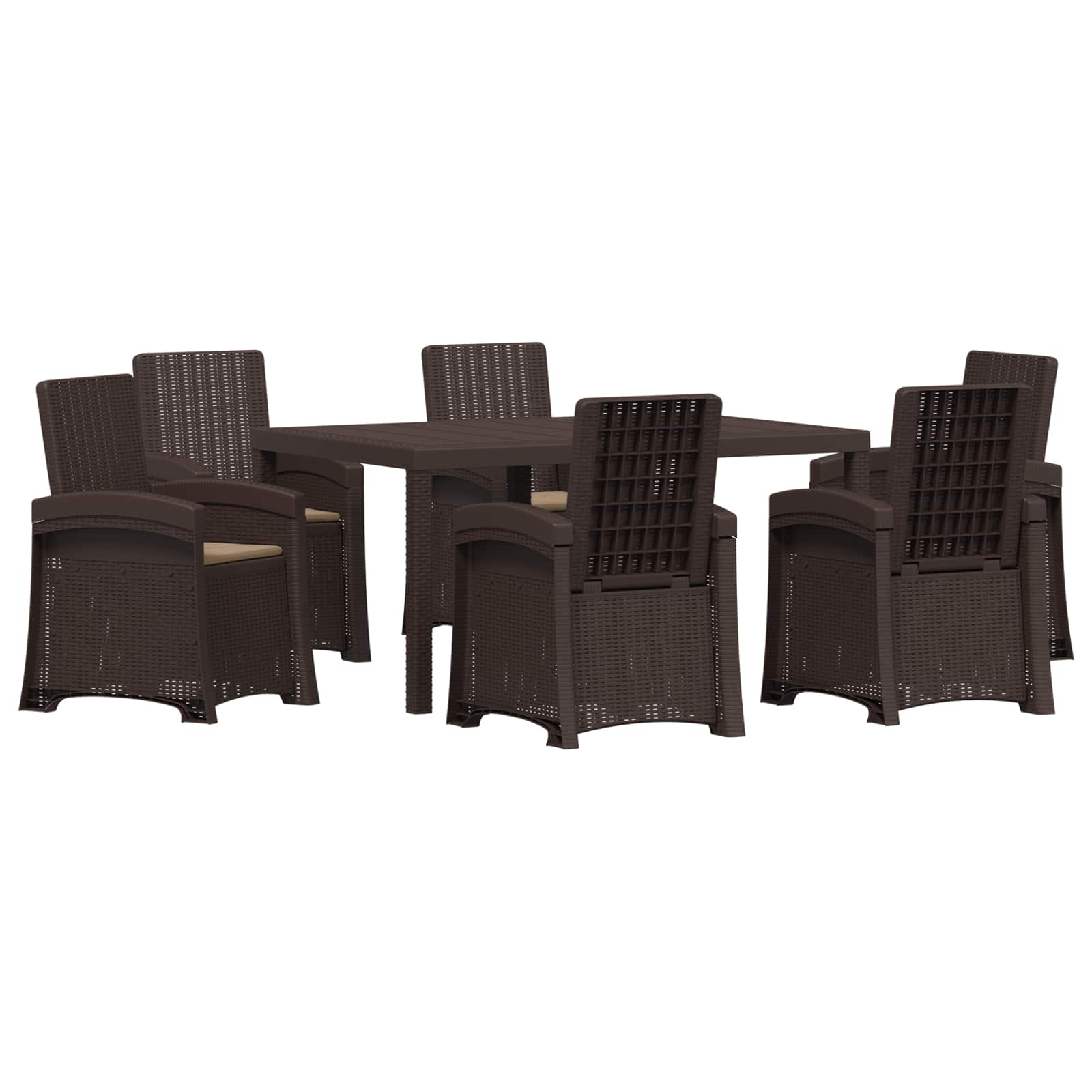 Maison Exclusive - Garten Essgruppe 7 Stk. Braun Und Taupe 150 Cm