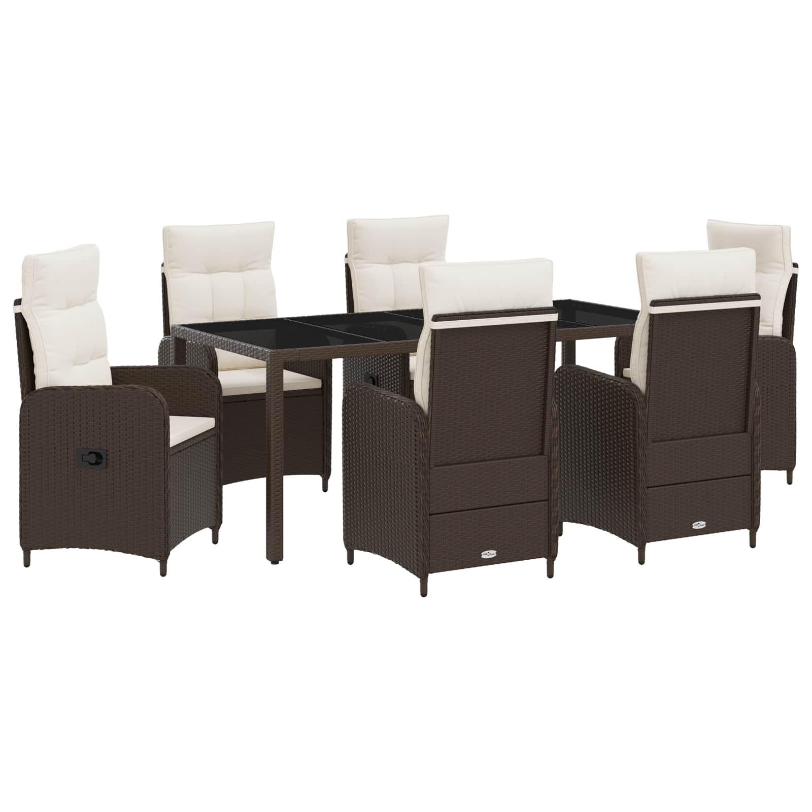 Maison Exclusive - Outdoortisch-set 7 Stk. Braun Und Creme Weiß 1