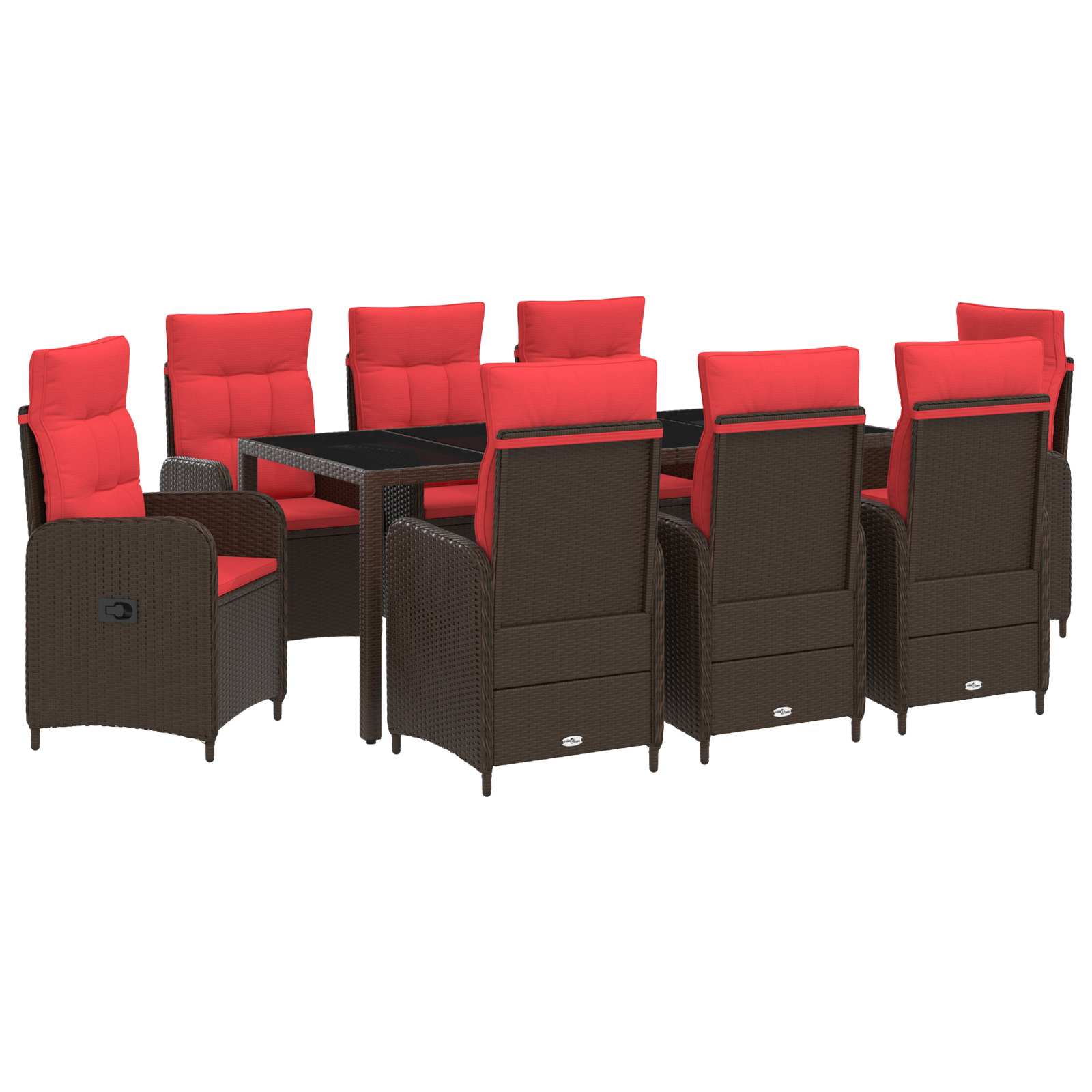 Maison Exclusive - Outdoortisch-set 9 Stk. Brown And Red 190 X 90