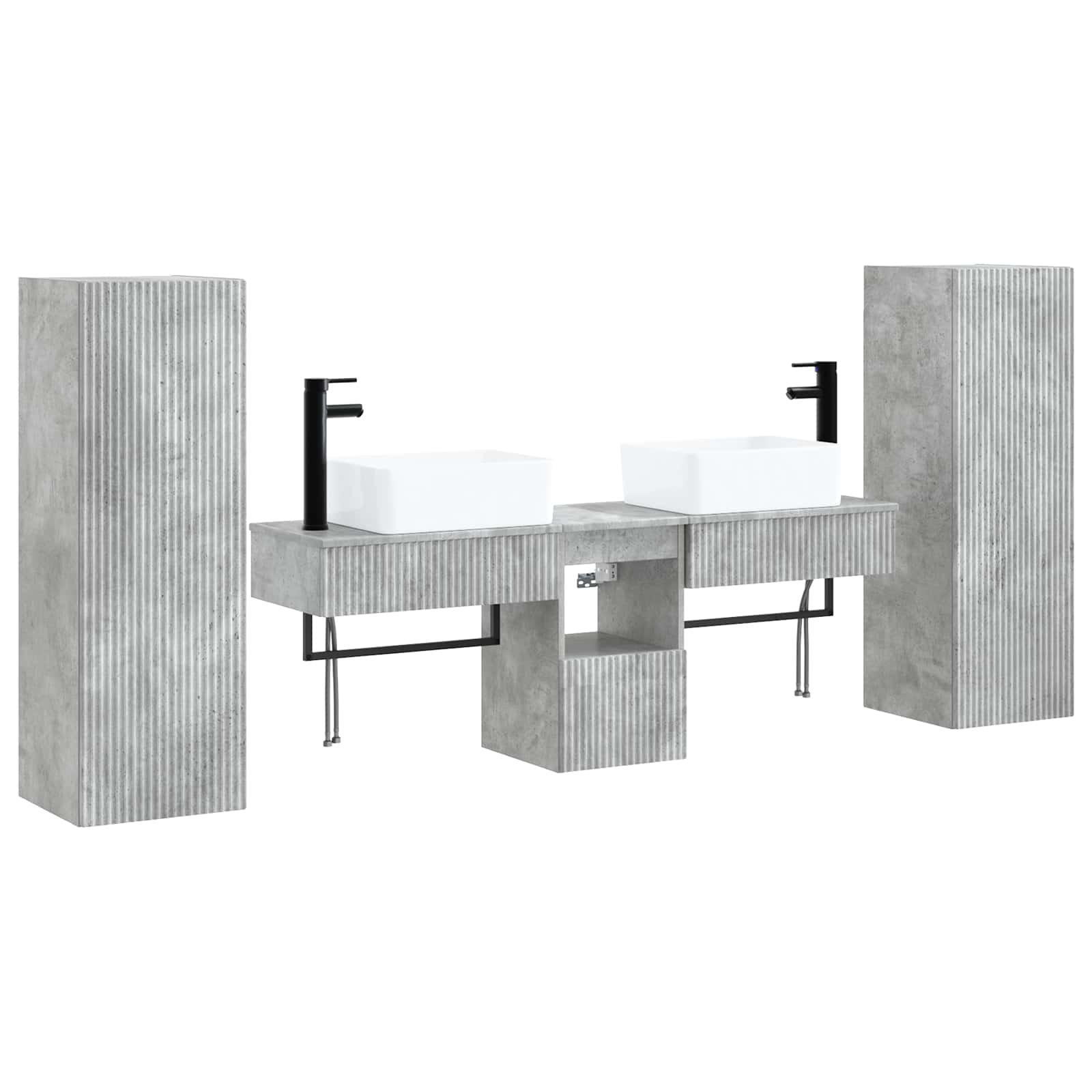 Maison Exclusive - Badezimmermöbel-set 5 Stk. Betongrau 202 X 35